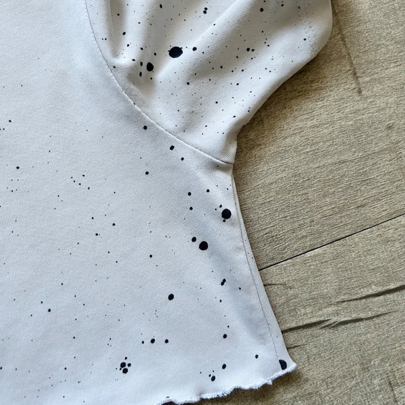 Nike The Nike Tee White Ivory Paint Splatter Activewear Festival Crop Top Boxy S - Picture 11 of 11